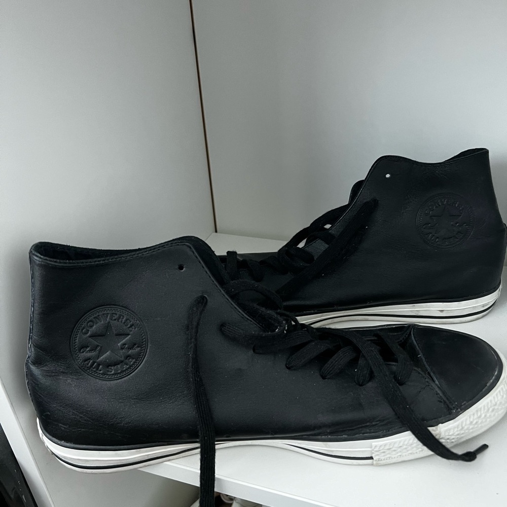 Convers All Star Black Leather Shoes - Size 12